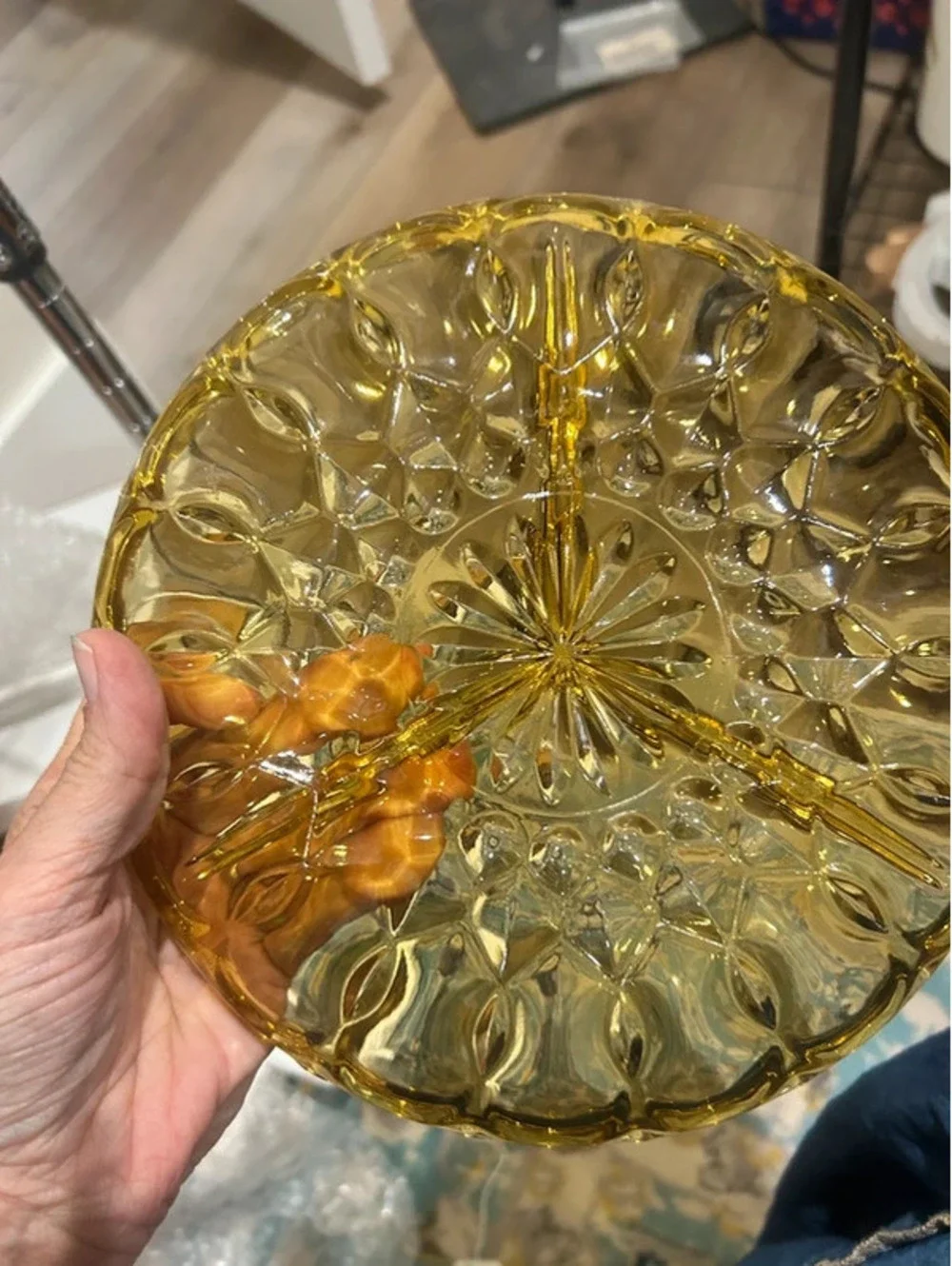 Indiana Glass 3-part divided relish candy dish  Thousand Eye